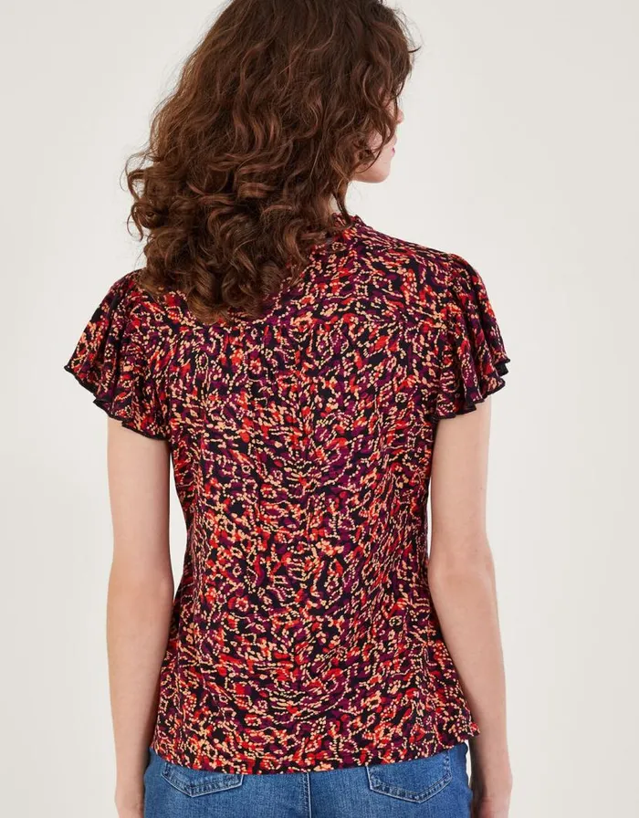 Monsoon Embellished Printed Jersey Top Red Women Tops and Blouses Monsoon Embellished Printed Jersey Top Red Women Tops and Blouses