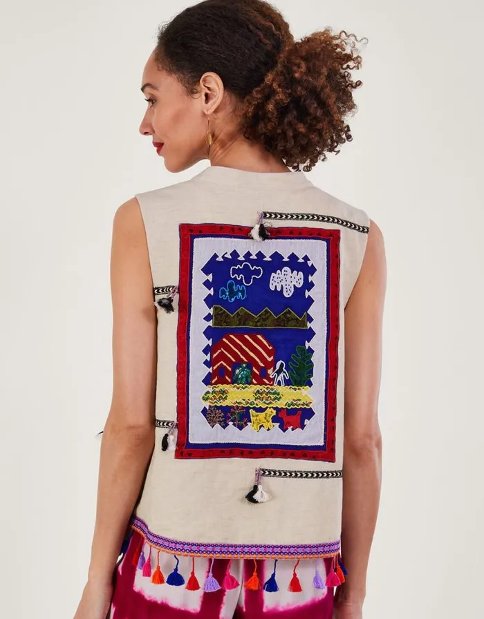 Monsoon Embroidered Statement Tassel Waistcoat Women Casualwear Monsoon Embroidered Statement Tassel Waistcoat Women Casualwear