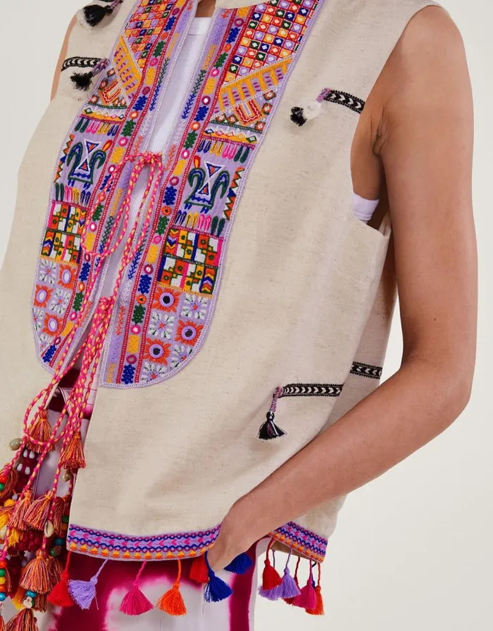 Monsoon Embroidered Statement Tassel Waistcoat Women Casualwear Monsoon Embroidered Statement Tassel Waistcoat Women Casualwear