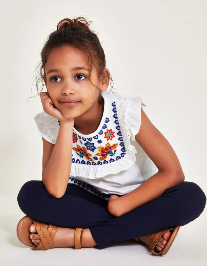 Monsoon Embroidered Yoke Tunic Top White Children Tops and Tshirts