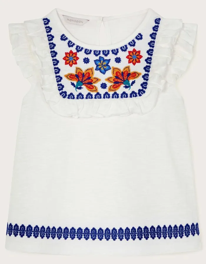 Monsoon Embroidered Yoke Tunic Top White Children Tops and Tshirts Monsoon Embroidered Yoke Tunic Top White Children Tops and Tshirts