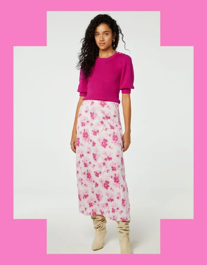Monsoon Fabienne Chapot Floral Print Skirt Pink Women Skirts