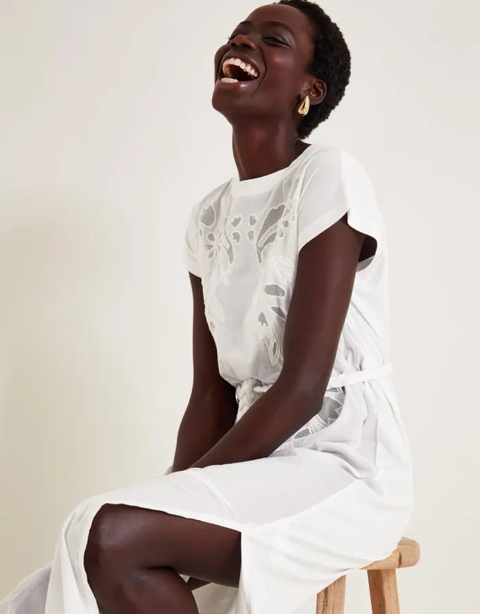Monsoon Garcia Cutwork Midi Dress White Women Midi Dresses Monsoon Garcia Cutwork Midi Dress White Women Midi Dresses