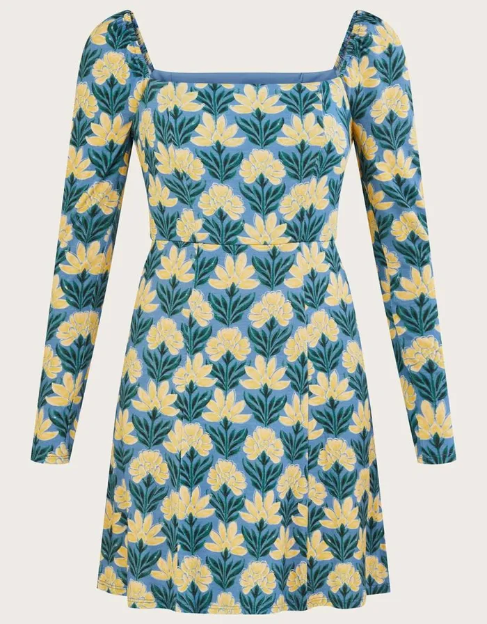 Monsoon Heritage Floral Square Neck Jersey Dress Blue Women Jersey Dresses Monsoon Heritage Floral Square Neck Jersey Dress Blue Women Jersey Dresses