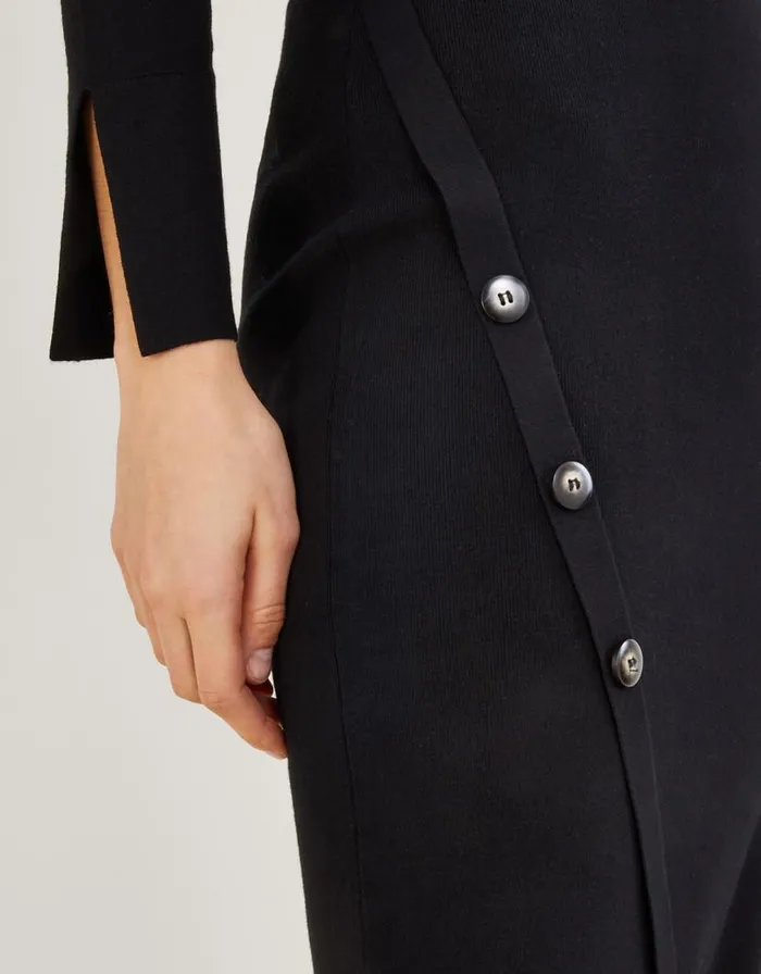 Monsoon High Neck Button Detail Dress With LENZING ECOVERO Black Women Knitwear Monsoon High Neck Button Detail Dress With LENZING ECOVERO Black Women Knitwear