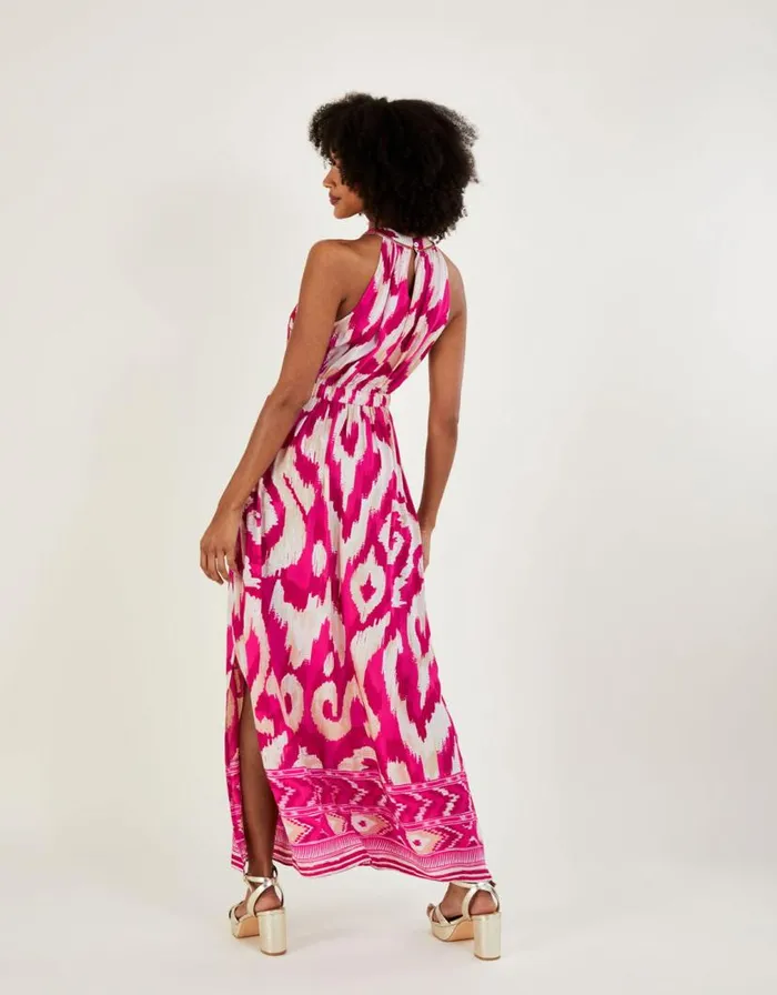 Monsoon Ikat Border Print Maxi Dress Pink Women Beachwear and Swimwear Monsoon Ikat Border Print Maxi Dress Pink Women Beachwear and Swimwear