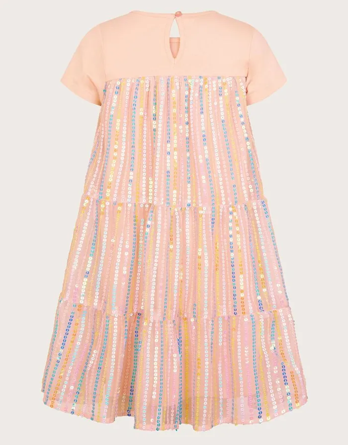 Monsoon Jersey Sequin Tiered Dress Pink Children Dresses Monsoon Jersey Sequin Tiered Dress Pink Children Dresses