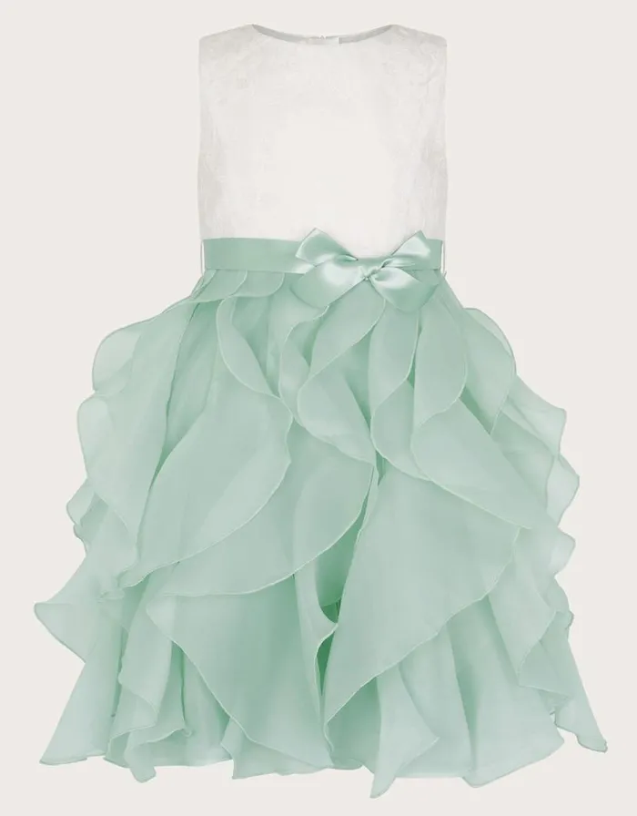 Monsoon Lace Cancan Ruffle Dress Green Children Dresses