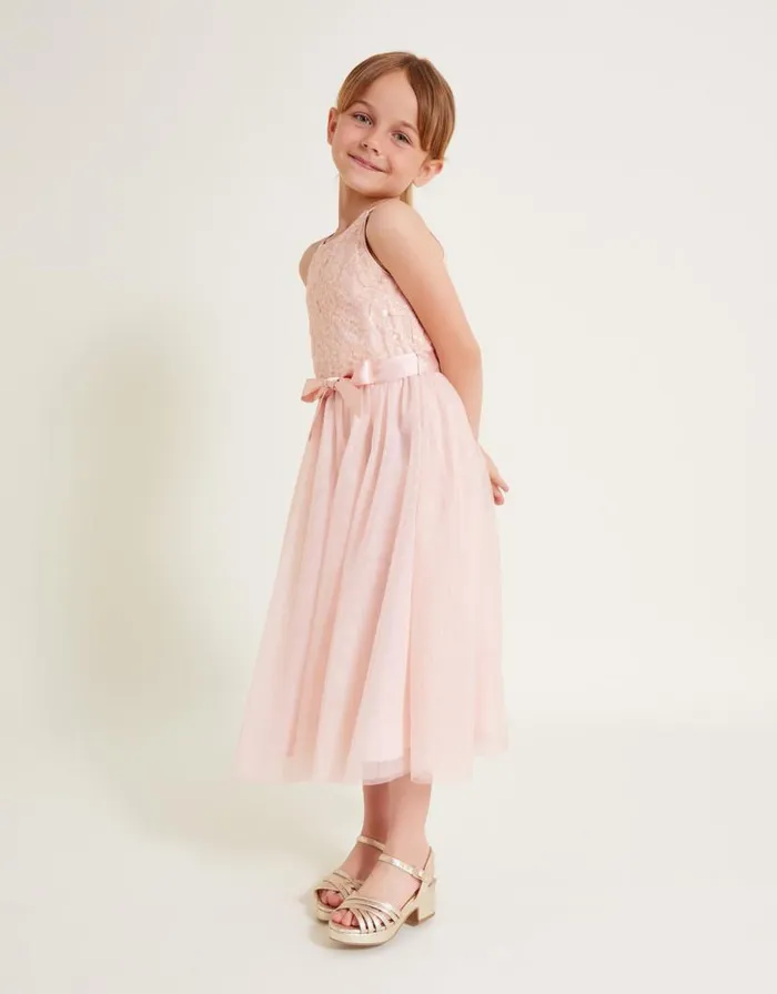 Monsoon Lacey Sequin Truth Dress Pink Children Dresses