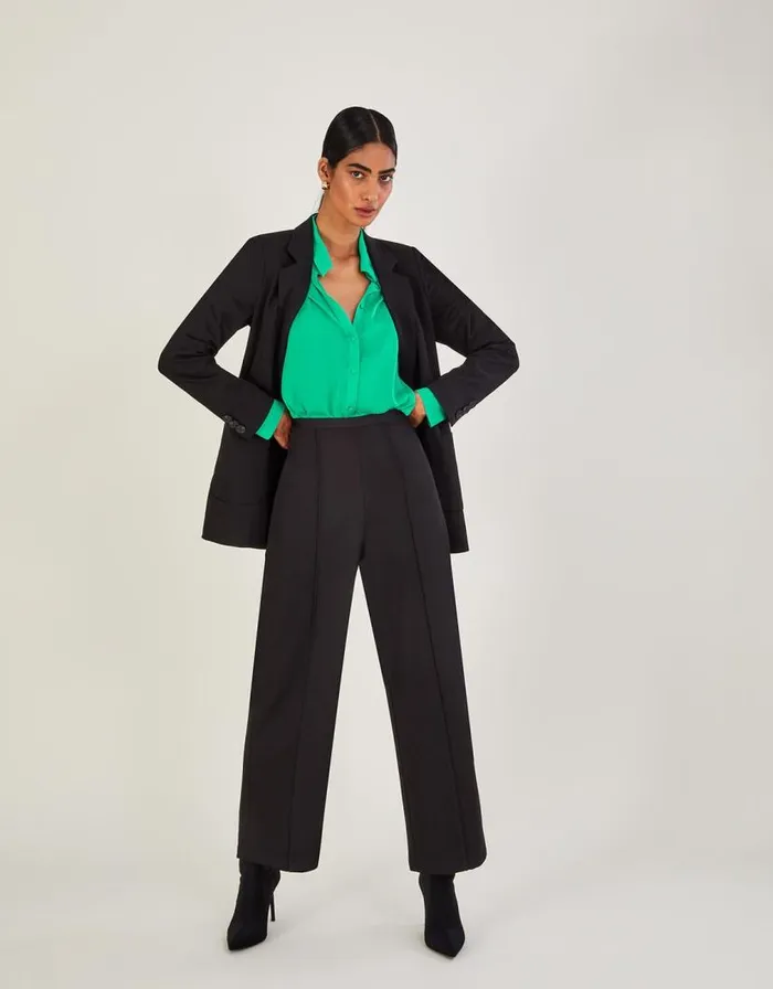 Monsoon Lauren Wide Leg Trousers Black Women Trousers and Jeans