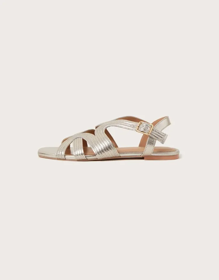 Monsoon Leather Crossover Metallic Flat Sandals Gold Women Sandals Monsoon Leather Crossover Metallic Flat Sandals Gold Women Sandals