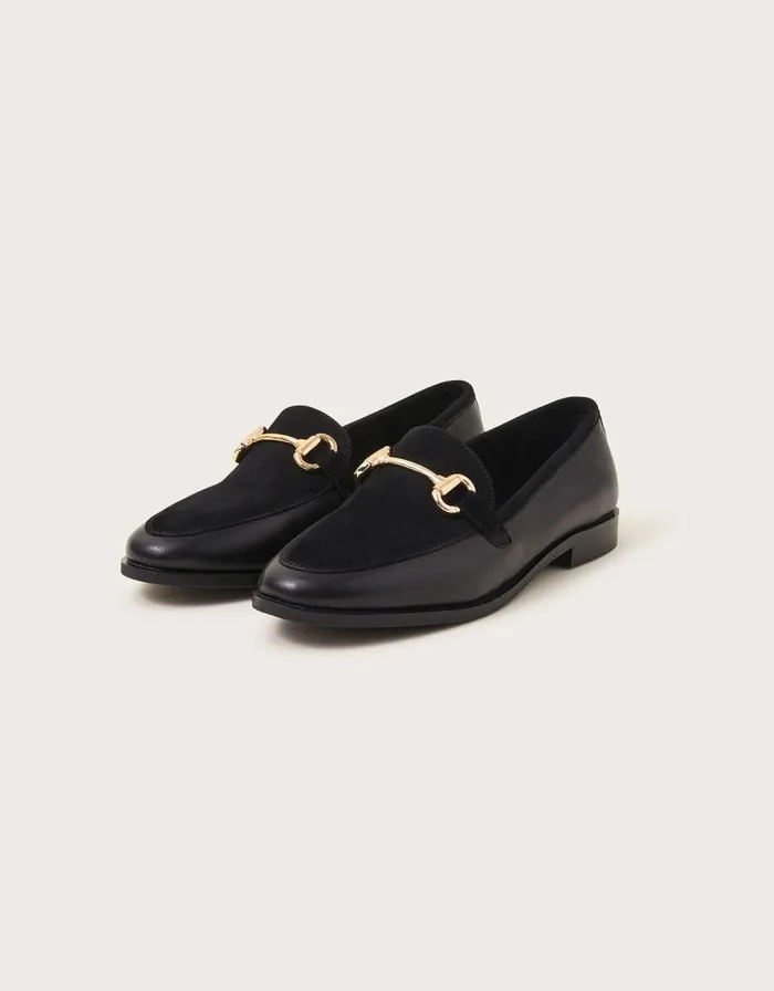 Monsoon Leather Suede Loafers Black Women Flats Monsoon Leather Suede Loafers Black Women Flats