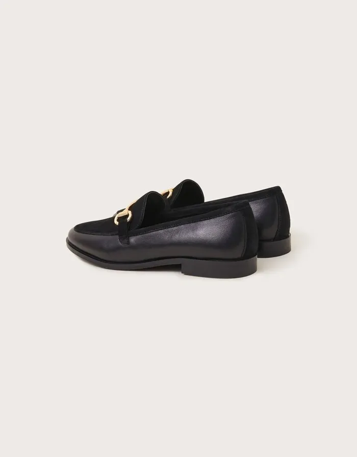Monsoon Leather Suede Loafers Black Women Flats Monsoon Leather Suede Loafers Black Women Flats