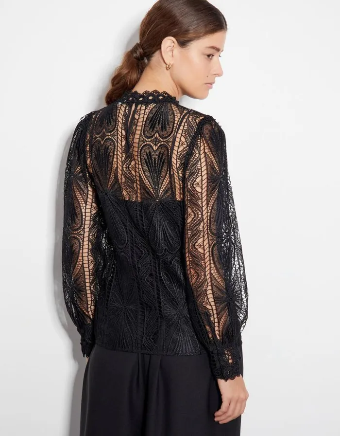 Monsoon Leona Lace Blouse Black Women Tops and Blouses Monsoon Leona Lace Blouse Black Women Tops and Blouses