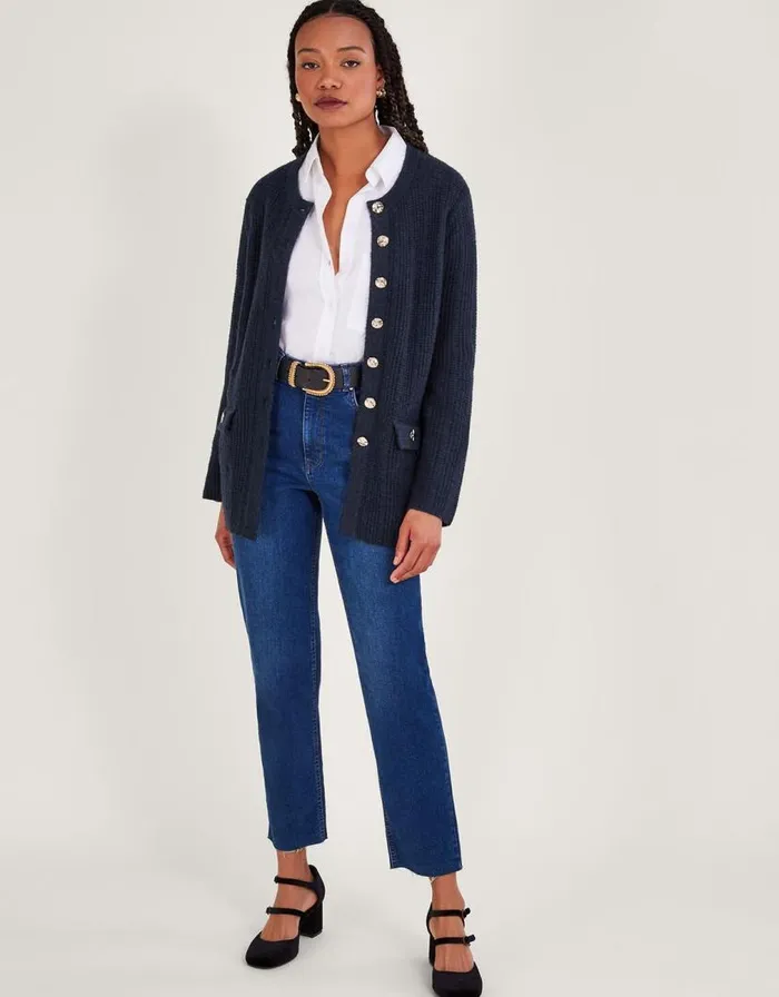 Monsoon Longline Cardigan Blue Women Tops and Blouses Monsoon Longline Cardigan Blue Women Tops and Blouses