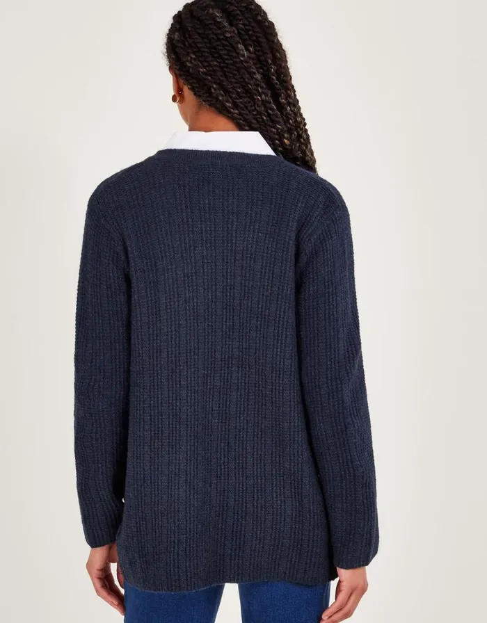 Monsoon Longline Cardigan Blue Women Tops and Blouses Monsoon Longline Cardigan Blue Women Tops and Blouses
