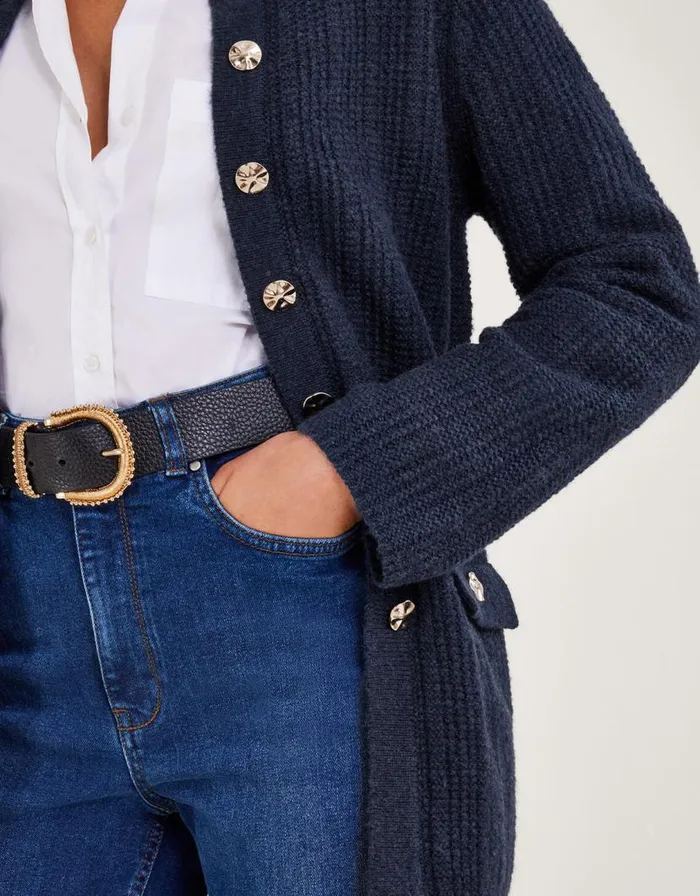 Monsoon Longline Cardigan Blue Women Tops and Blouses Monsoon Longline Cardigan Blue Women Tops and Blouses