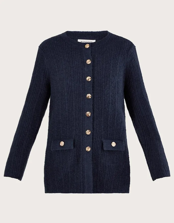 Monsoon Longline Cardigan Blue Women Tops and Blouses Monsoon Longline Cardigan Blue Women Tops and Blouses