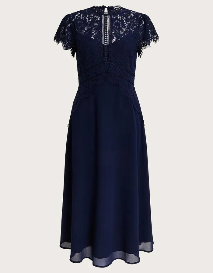 Monsoon Louise Lace Midi Dress Blue Women Occasionwear Monsoon Louise Lace Midi Dress Blue Women Occasionwear