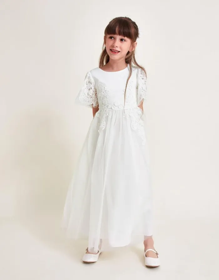 Monsoon Lourdes Lace Maxi Communion Dress White Children Dresses
