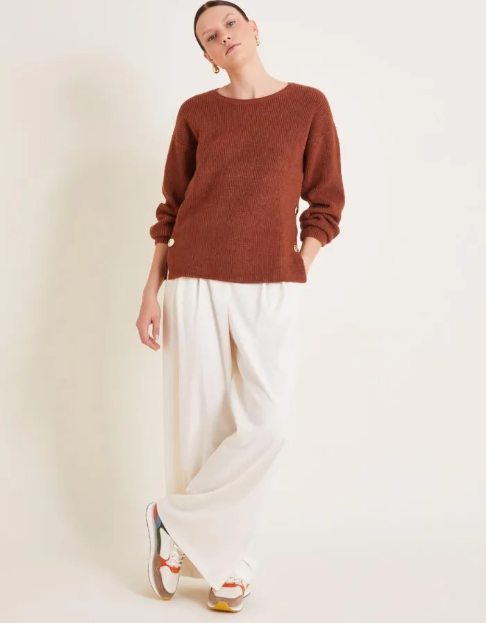 Monsoon Luci Longline Jumper Brown Women Knitwear Monsoon Luci Longline Jumper Brown Women Knitwear