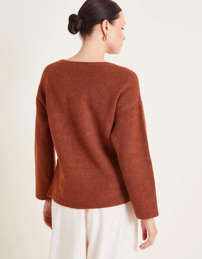 Monsoon Luci Longline Jumper Brown Women Knitwear Monsoon Luci Longline Jumper Brown Women Knitwear