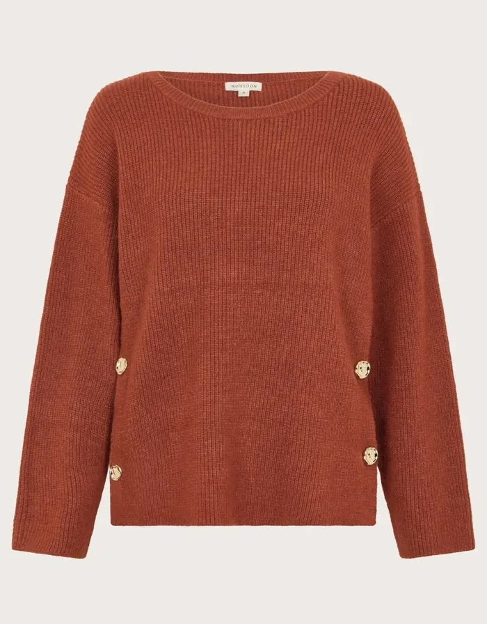Monsoon Luci Longline Jumper Brown Women Knitwear Monsoon Luci Longline Jumper Brown Women Knitwear