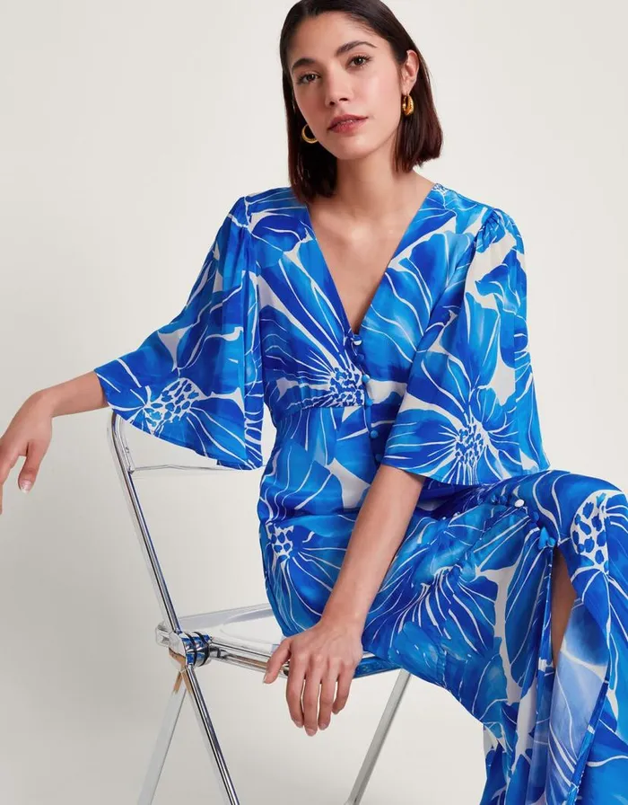 Monsoon Maura Floral Tea Dress Blue Women Occasionwear Monsoon Maura Floral Tea Dress Blue Women Occasionwear