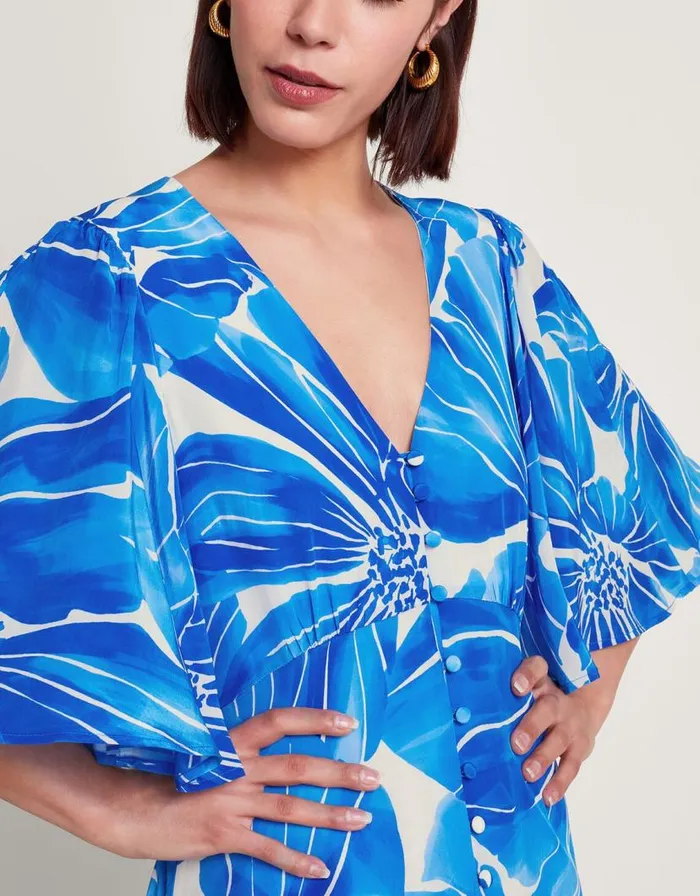 Monsoon Maura Floral Tea Dress Blue Women Occasionwear Monsoon Maura Floral Tea Dress Blue Women Occasionwear