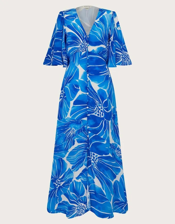 Monsoon Maura Floral Tea Dress Blue Women Occasionwear Monsoon Maura Floral Tea Dress Blue Women Occasionwear