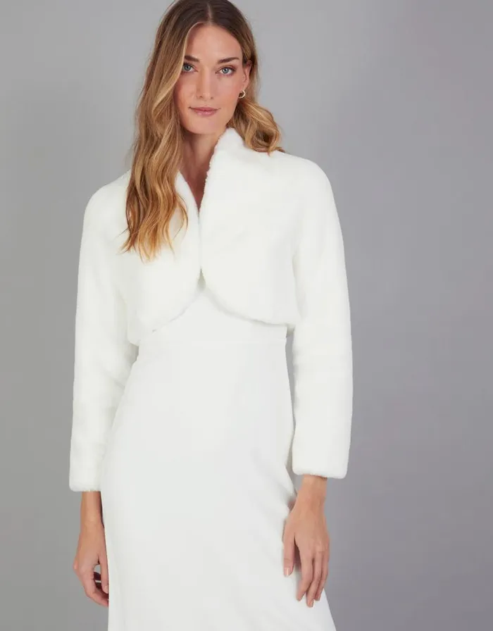 Monsoon Melanie Faux Fur Bridal Jacket Ivory Women Jackets Monsoon Melanie Faux Fur Bridal Jacket Ivory Women Jackets