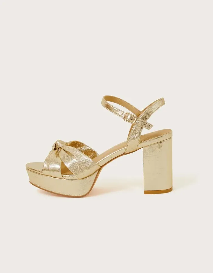 Monsoon Metallic Twist Knot Platform Heels Gold Women Platforms Monsoon Metallic Twist Knot Platform Heels Gold Women Platforms