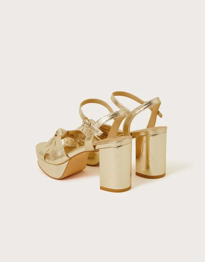 Monsoon Metallic Twist Knot Platform Heels Gold Women Platforms Monsoon Metallic Twist Knot Platform Heels Gold Women Platforms