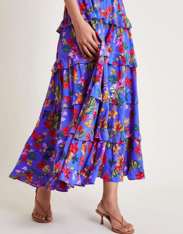 Monsoon Miley Floral Smocked Ruffle Maxi Dress Blue Women Casualwear Monsoon Miley Floral Smocked Ruffle Maxi Dress Blue Women Casualwear