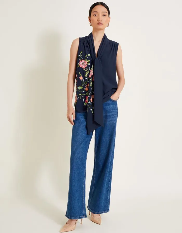 Monsoon Mya Embroidered Top Blue Women Tops and Blouses Monsoon Mya Embroidered Top Blue Women Tops and Blouses