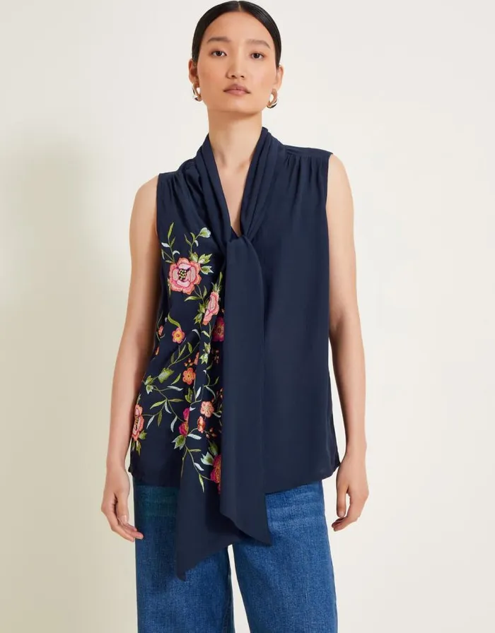 Monsoon Mya Embroidered Top Blue Women Tops and Blouses Monsoon Mya Embroidered Top Blue Women Tops and Blouses