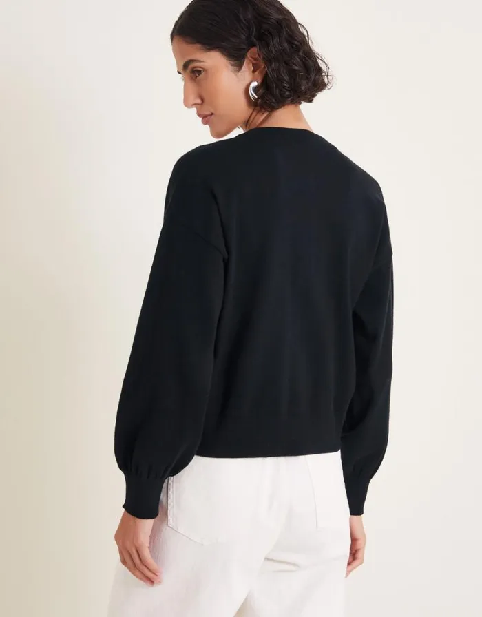 Monsoon Nora Knit Bomber Jacket Black Women Cardigans Monsoon Nora Knit Bomber Jacket Black Women Cardigans