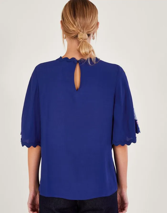 Monsoon Olla Embroidered Floral Kimono Top Blue Women Tops and Blouses Monsoon Olla Embroidered Floral Kimono Top Blue Women Tops and Blouses