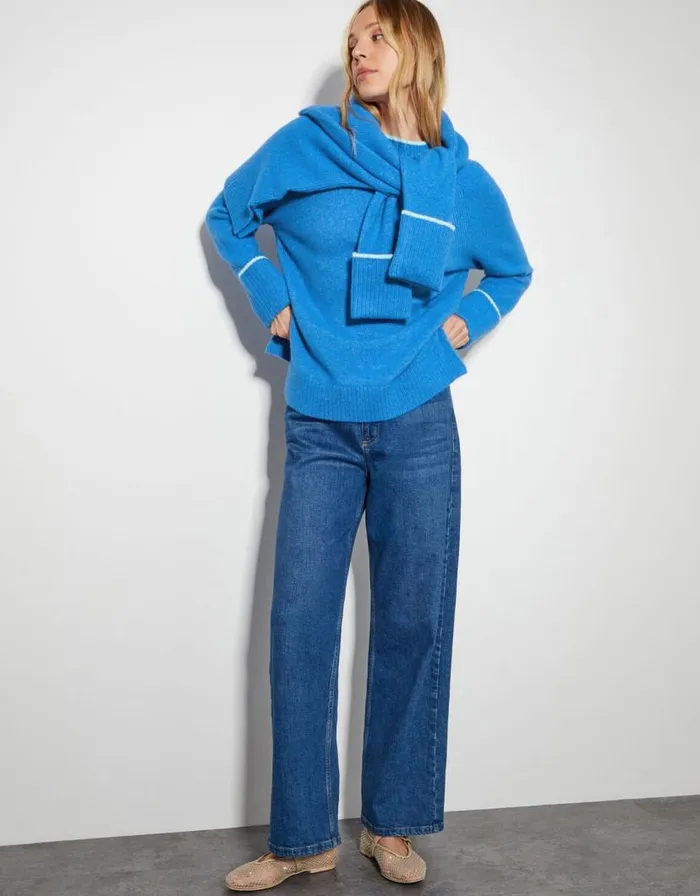 Monsoon Oti Oversized Jumper Blue Women Knitwear Monsoon Oti Oversized Jumper Blue Women Knitwear