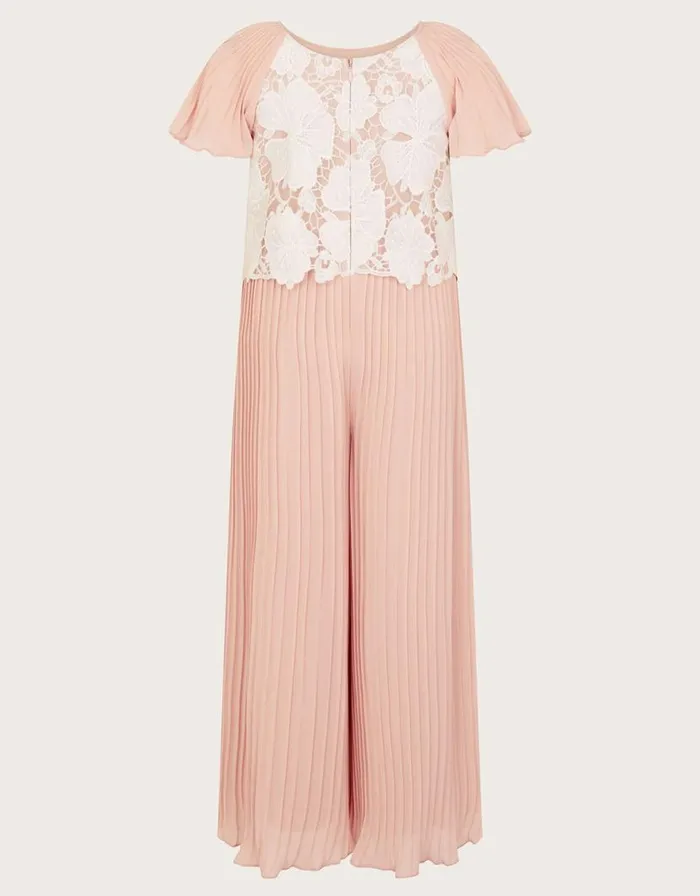Monsoon Otissa Pleated Lace Jumpsuit Pink Children Partywear Monsoon Otissa Pleated Lace Jumpsuit Pink Children Partywear
