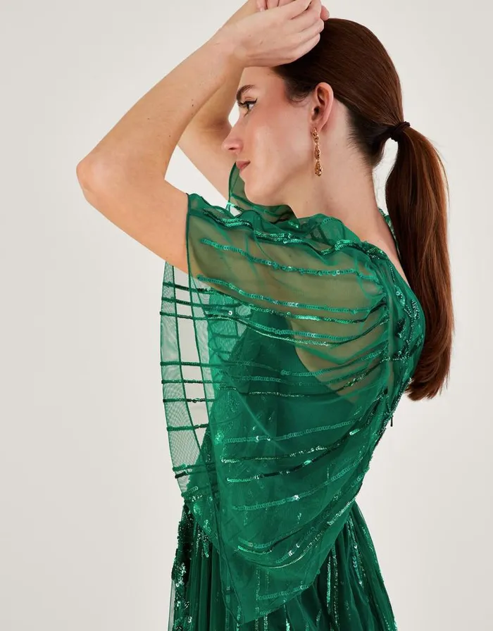 Monsoon Ottilie Embellished Maxi Dress In Recycled Polyester Green Women Occasionwear Monsoon Ottilie Embellished Maxi Dress In Recycled Polyester Green Women Occasionwear