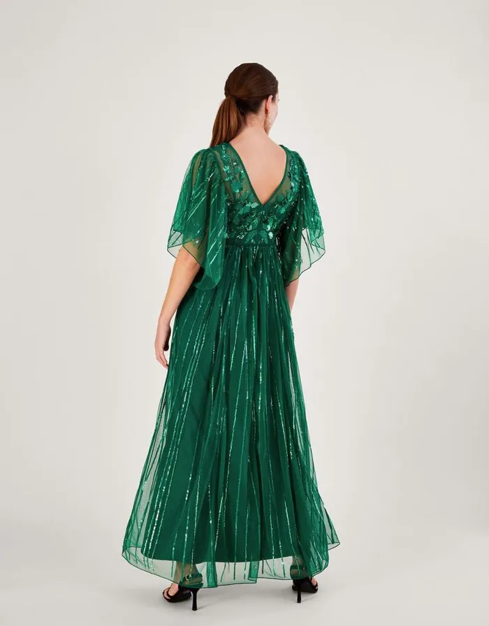 Monsoon Ottilie Embellished Maxi Dress In Recycled Polyester Green Women Occasionwear Monsoon Ottilie Embellished Maxi Dress In Recycled Polyester Green Women Occasionwear