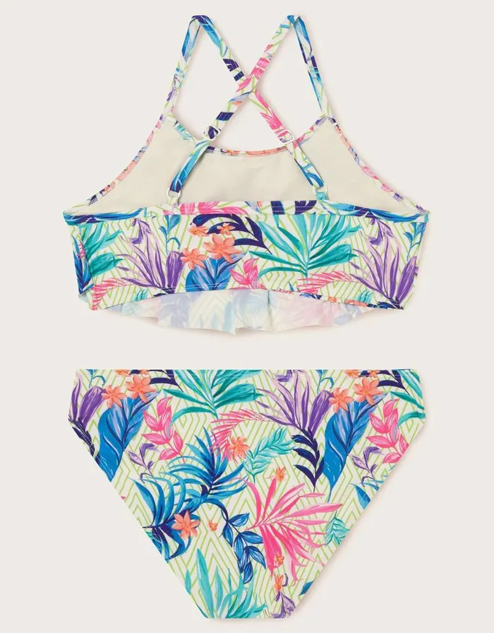 Monsoon Palm Print Frill Bikini Set Ivory Children Beachwear and Swimwear Monsoon Palm Print Frill Bikini Set Ivory Children Beachwear and Swimwear