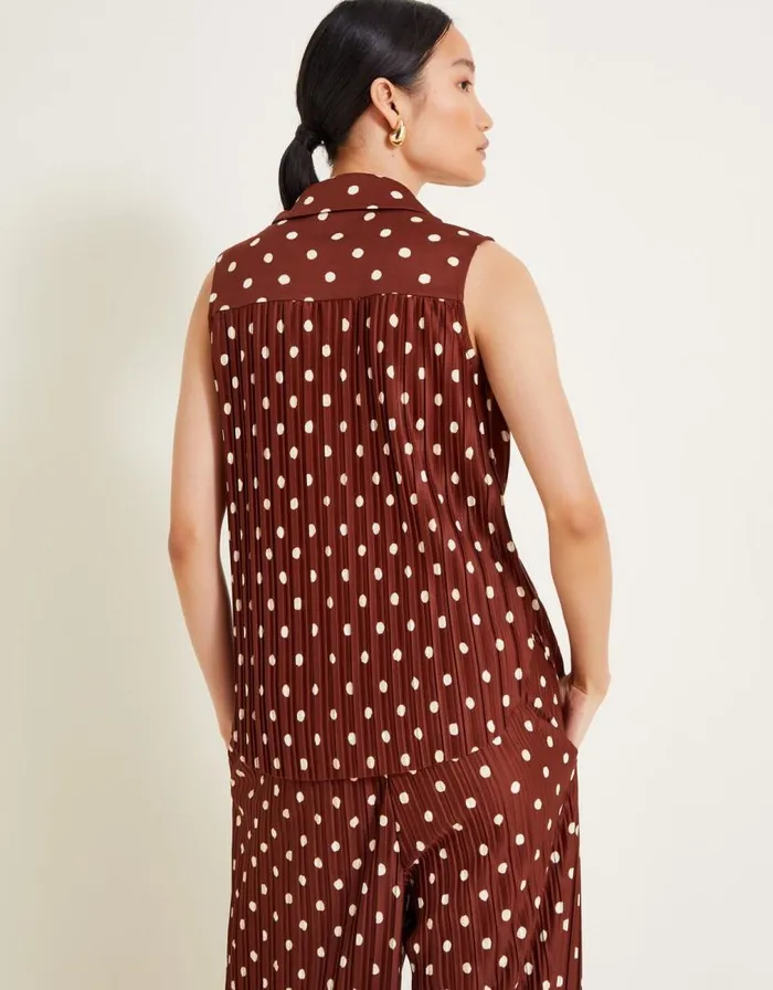 Monsoon Paris Spot Plisse Top Brown Women Casualwear Monsoon Paris Spot Plisse Top Brown Women Casualwear