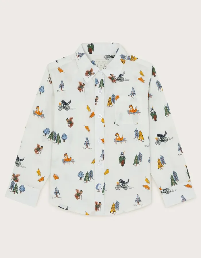 Monsoon Park Print Shirt Ivory Children Tops and Tshirts