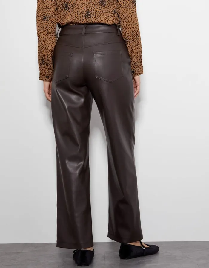 Monsoon Parker Faux Leather Trousers Brown Women Trousers and Jeans Monsoon Parker Faux Leather Trousers Brown Women Trousers and Jeans