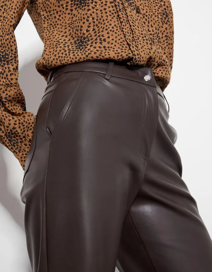 Monsoon Parker Faux Leather Trousers Brown Women Trousers and Jeans Monsoon Parker Faux Leather Trousers Brown Women Trousers and Jeans