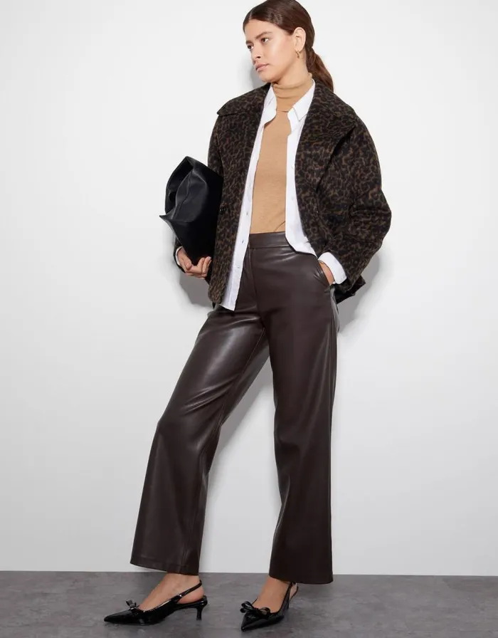 Monsoon Parker Faux Leather Trousers Brown Women Trousers and Jeans Monsoon Parker Faux Leather Trousers Brown Women Trousers and Jeans
