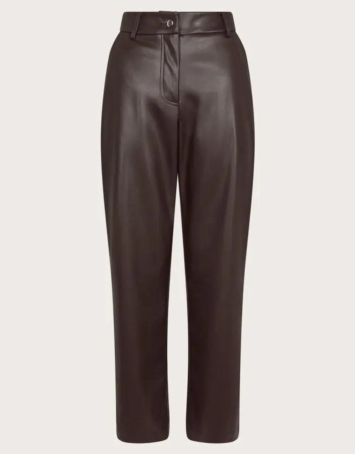 Monsoon Parker Faux Leather Trousers Brown Women Trousers and Jeans Monsoon Parker Faux Leather Trousers Brown Women Trousers and Jeans