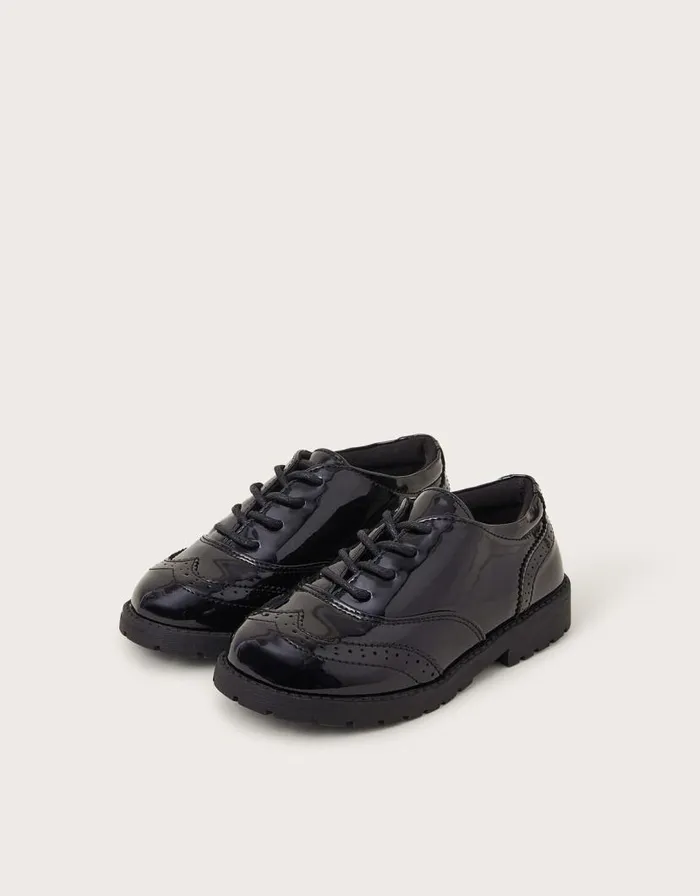 Monsoon Patent Brogues Black Children Girls039 Shoes and Sandals